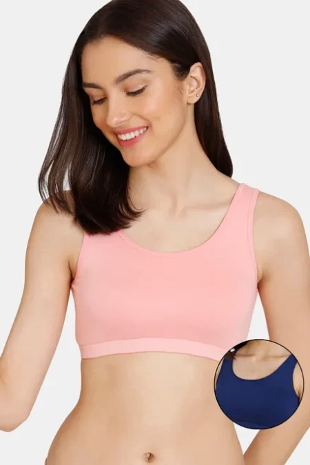 Buy Zivame Cotton Essential Double Layered Wire Free Bra - Sky
